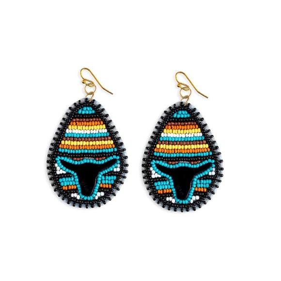 NWT Myra Bison Head Beaded Earrings - Picture 1 of 1